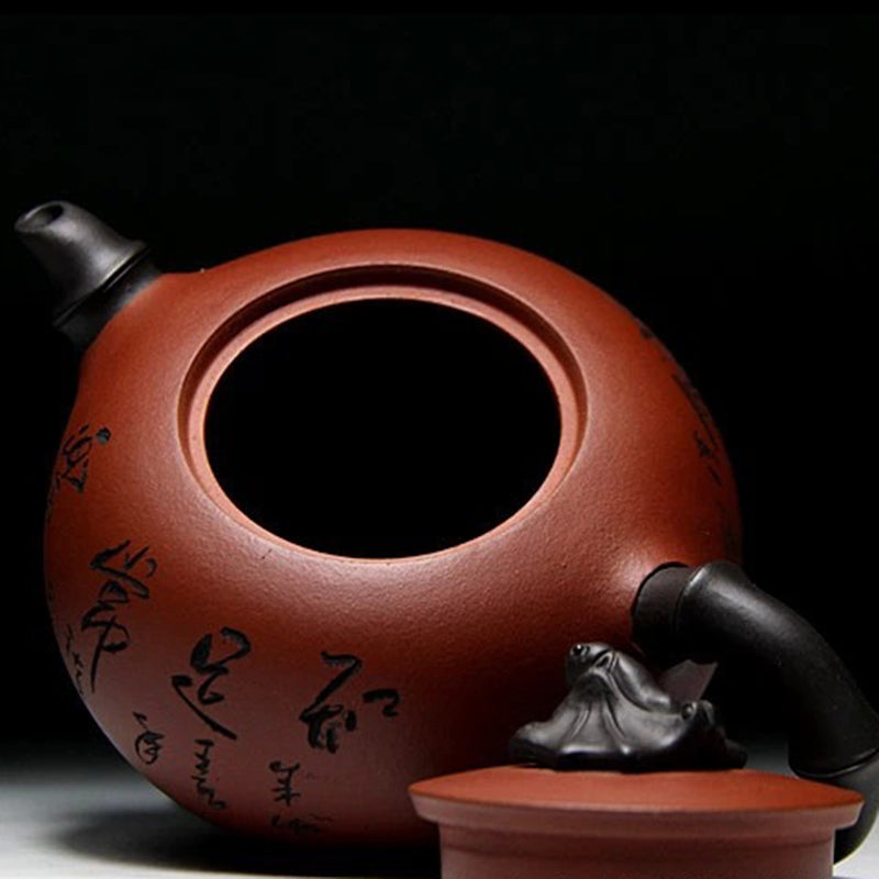 Purple Zisha Clay "Blessed & Content" Teapot - Kung Fu Style.