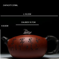 Purple Zisha Clay "Blessed & Content" Teapot - Kung Fu Style.