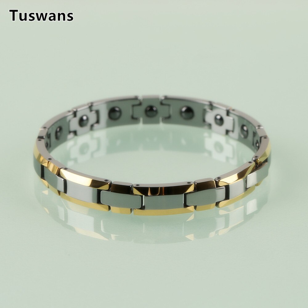 Delicate Lovers Style Gold Color H-shaped Tungsten Bracelets & Bangles with Magnetic Therapy Magnet Lovers Gifts(TSWB20)