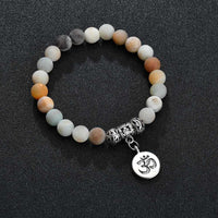 Anklet Jewelry - Matte Frosted Amazonite Beads With Lotus OM Buddha Charm Yoga Statement Bracelet Jewelry