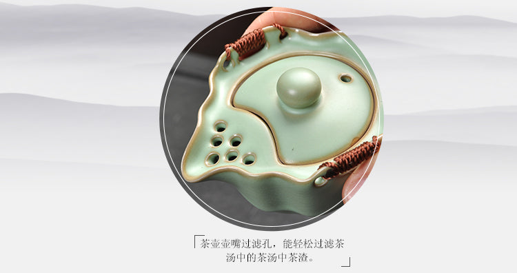 Two Cup and Gaiwan Kung Fu Tea Set with Serving Tray - Crackle or Smooth Finish