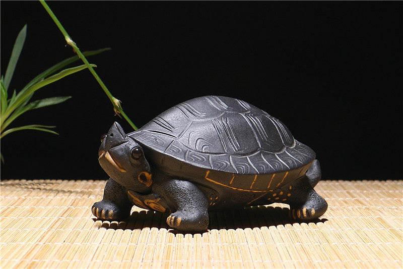 Yixing Purple Clay Tea Pet Tortoise. Longevity, Good Luck, Wealth and Health