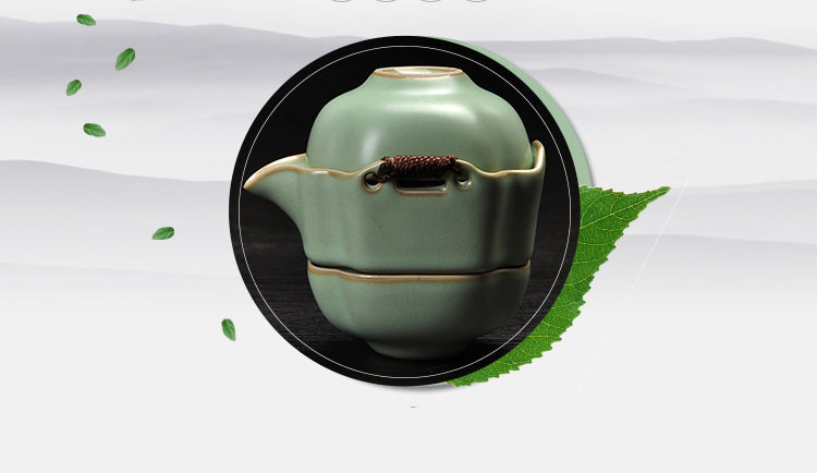 High Quality Kung Fu Tea Set in Case - Teapot Kettle (Gaiwan) 4 cups - Serving Tray