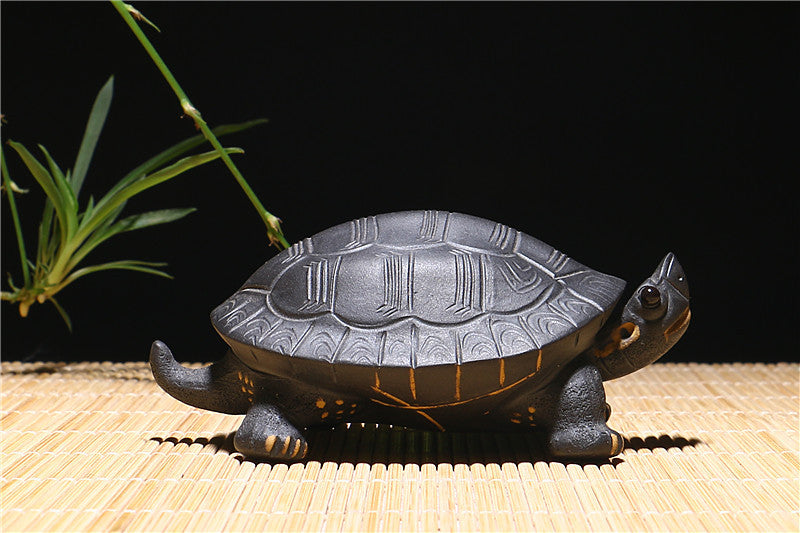 Yixing Purple Clay Tea Pet Tortoise. Longevity, Good Luck, Wealth and Health