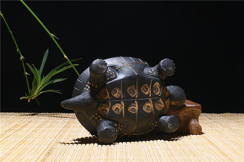 Yixing Purple Clay Tea Pet Tortoise. Longevity, Good Luck, Wealth and Health