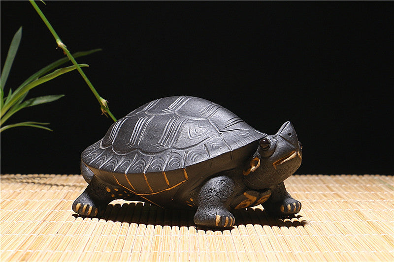 Yixing Purple Clay Tea Pet Tortoise. Longevity, Good Luck, Wealth and Health