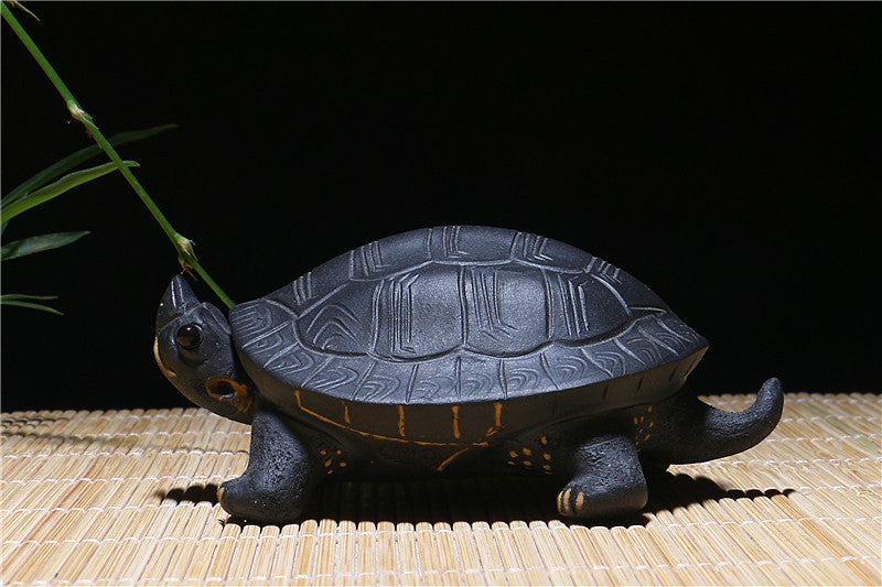 Yixing Purple Clay Tea Pet Tortoise. Longevity, Good Luck, Wealth and Health