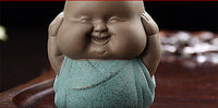 Purple Clay Sand Monk Tea Pets.   Buddha Say:  Not Listen - Not Watch -  Not Hear.