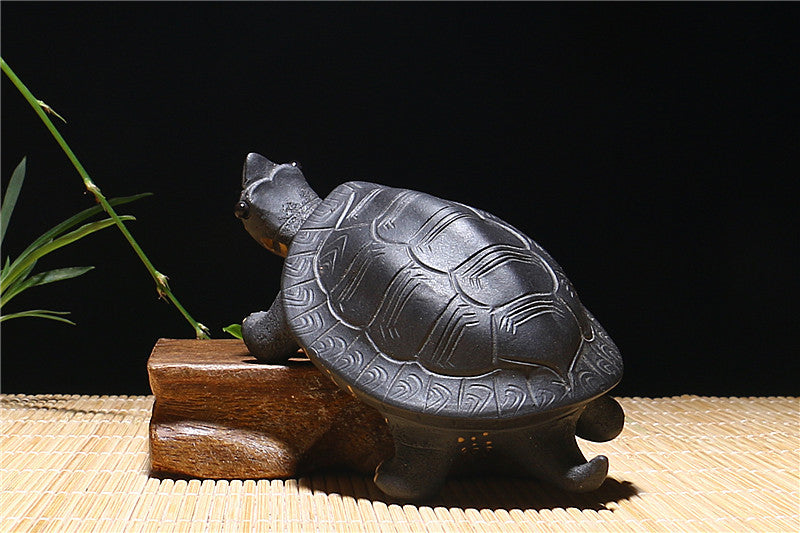 Yixing Purple Clay Tea Pet Tortoise. Longevity, Good Luck, Wealth and Health