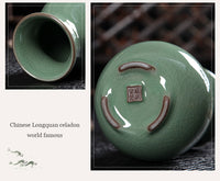 Chinese Celadon Ceramic Vase with 5 Piece Bamboo Tea Tools For Kung Fu Ceremony
