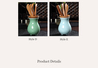 Chinese Celadon Ceramic Vase with 5 Piece Bamboo Tea Tools For Kung Fu Ceremony