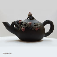 Jian Shui 03:  Handcrafted Teapot with Flower Buds and White Medallion