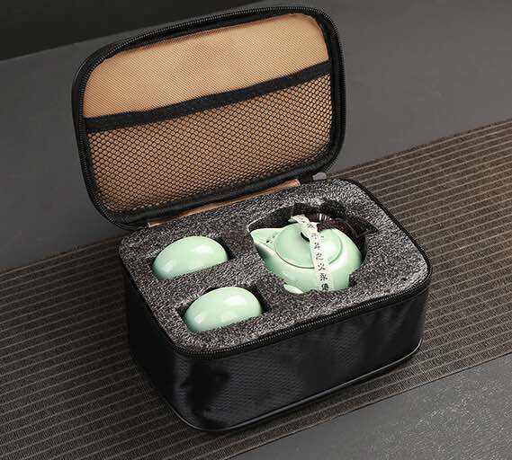 Two Cup Porcelain Traveling Tea Set. Great "On-The-Go" *