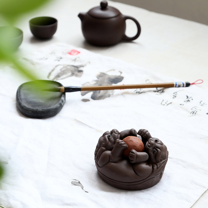 Purple Clay Toad Tea Pets - Five Styles - Some Spinning Ball