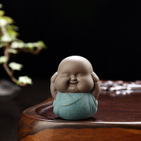 Purple Clay Sand Monk Tea Pets.   Buddha Say:  Not Listen - Not Watch -  Not Hear.