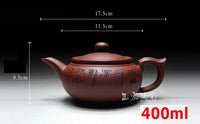 Yixing Handmade Purple Clay Tea Set 400 ml + 3 Free Cups *