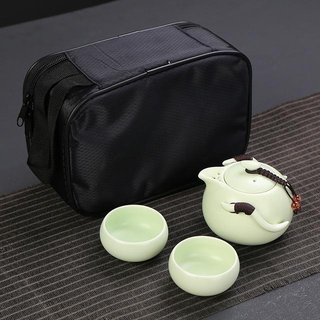 Two Cup Porcelain Traveling Tea Set. Great "On-The-Go" *