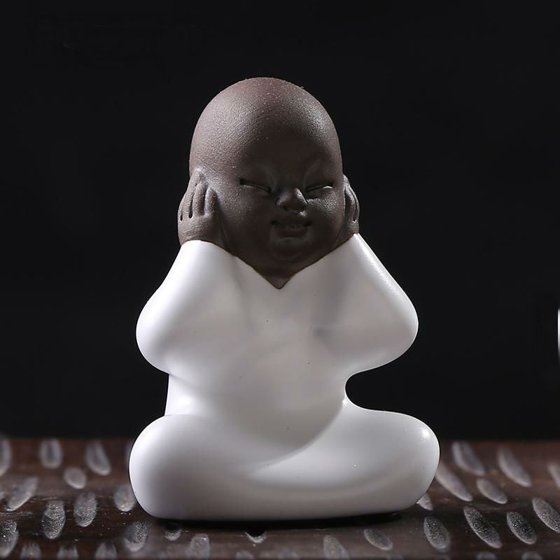Small Sand Guanyin Ornament Buddha Monk Tea Pet - Four Styles