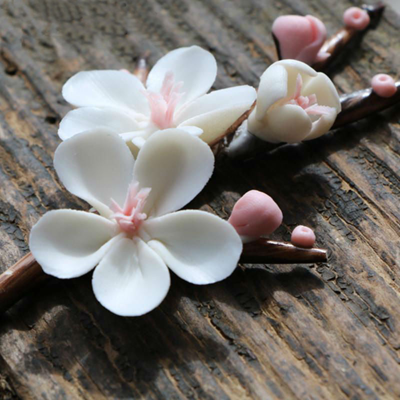 Kungfu Tea Pet Plum Flower for Tea Lovers.  Plum, Magnolia porcelain flowers in three sizes