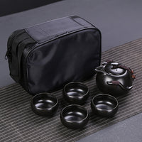 Four Cup Porcelain Traveling Tea Set. Great "On-The-Go" *