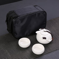Two Cup Porcelain Traveling Tea Set.  Great "On-The-Go" *