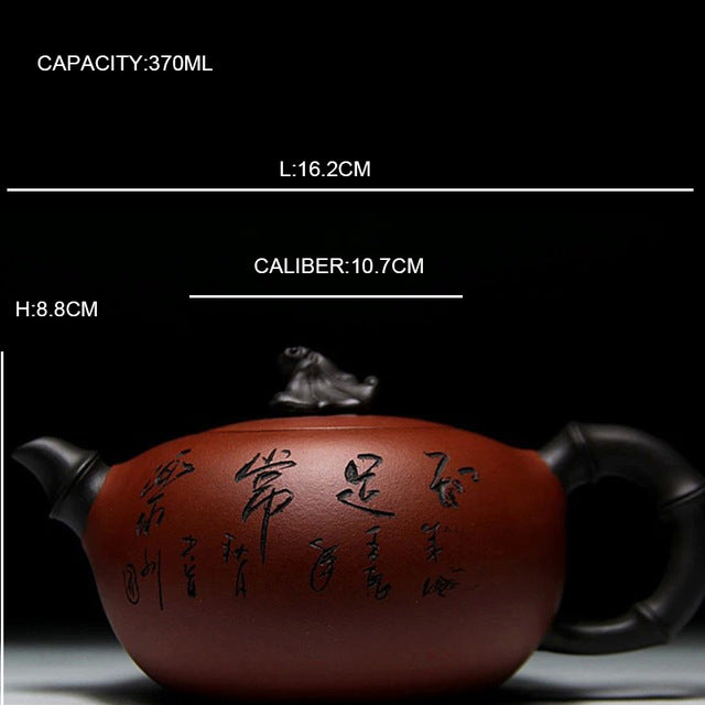 Purple Zisha Clay "Blessed & Content" Teapot - Kung Fu Style.