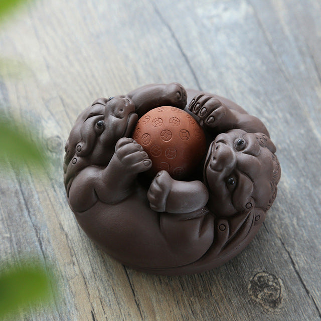 Purple Clay Toad Tea Pets - Five Styles - Some Spinning Ball