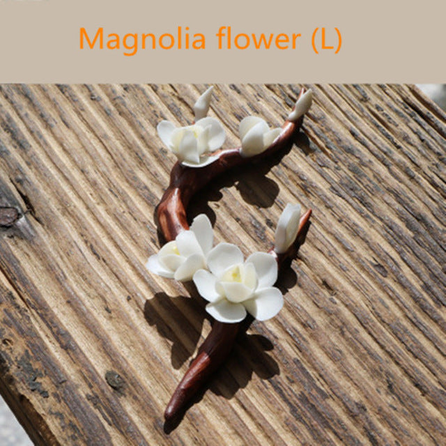 Kungfu Tea Pet Plum Flower for Tea Lovers.  Plum, Magnolia porcelain flowers in three sizes