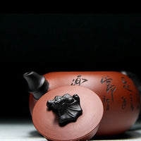 Purple Zisha Clay "Blessed & Content" Teapot - Kung Fu Style.