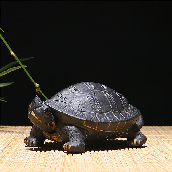 Yixing Purple Clay Tea Pet Tortoise.  Longevity, Good Luck, Wealth and Health