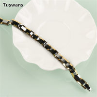 Delicate Lovers Style Gold Color H-shaped Tungsten Bracelets & Bangles with Magnetic Therapy Magnet Lovers Gifts(TSWB20)