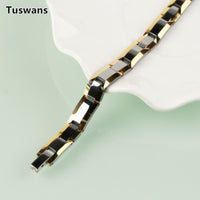 Delicate Lovers Style Gold Color H-shaped Tungsten Bracelets & Bangles with Magnetic Therapy Magnet Lovers Gifts(TSWB20)