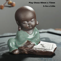 Little Monk Tea Pet Playing Chess
