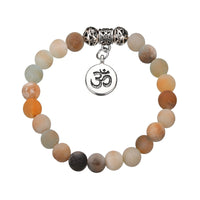 Anklet Jewelry - Matte Frosted Amazonite Beads With Lotus OM Buddha Charm Yoga Statement Bracelet Jewelry