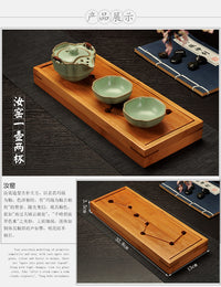 Two Cup and Gaiwan Kung Fu Tea Set with Serving Tray - Crackle or Smooth Finish