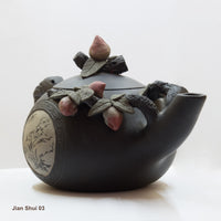 Jian Shui 03:  Handcrafted Teapot with Flower Buds and White Medallion