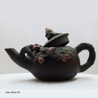 Jian Shui 03:  Handcrafted Teapot with Flower Buds and White Medallion
